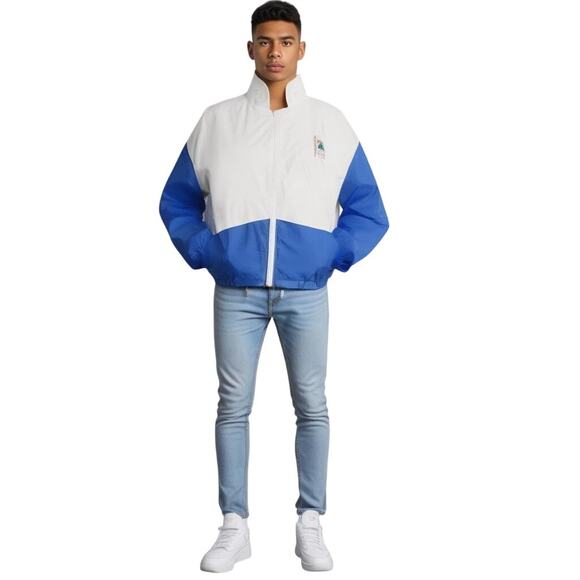 Vintage Y2K Holland America Line Windbreaker 90s Cruise Ship Jacket Patchwork  L - Picture 11 of 16